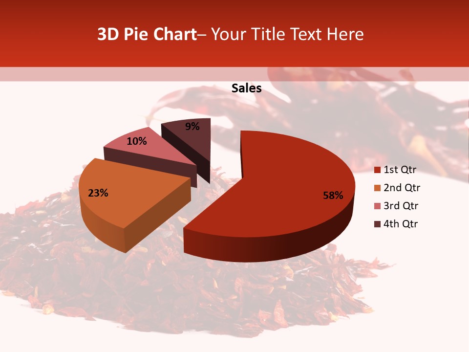 Pile Of Hot Red Chilli Chillies Pepper, Dried And Crushed. Second Pile Of Whole Chillies On Background. Shallow Dof, Isolated On White PowerPoint Template
