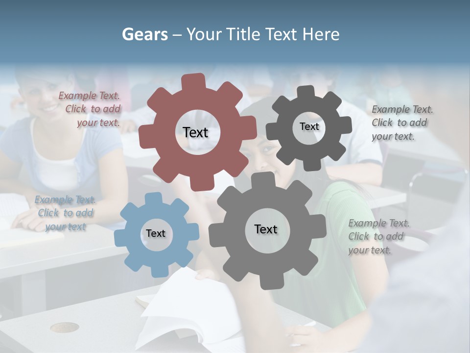 Group Of High School Students Listening To Teacher In Classroom PowerPoint Template