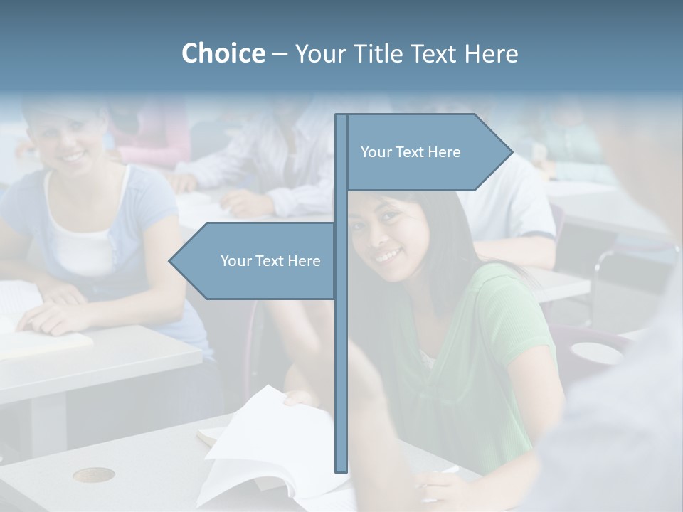 Group Of High School Students Listening To Teacher In Classroom PowerPoint Template