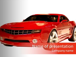 A Fast Sports Car Isolated On A White Background PowerPoint Template