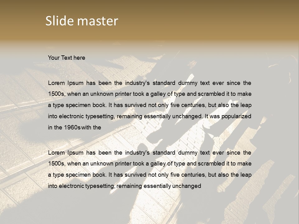 Shadows Of People Walking In A Street Of The City. The Afternoon Sun Gives A Warm And Dramatic Light. PowerPoint Template