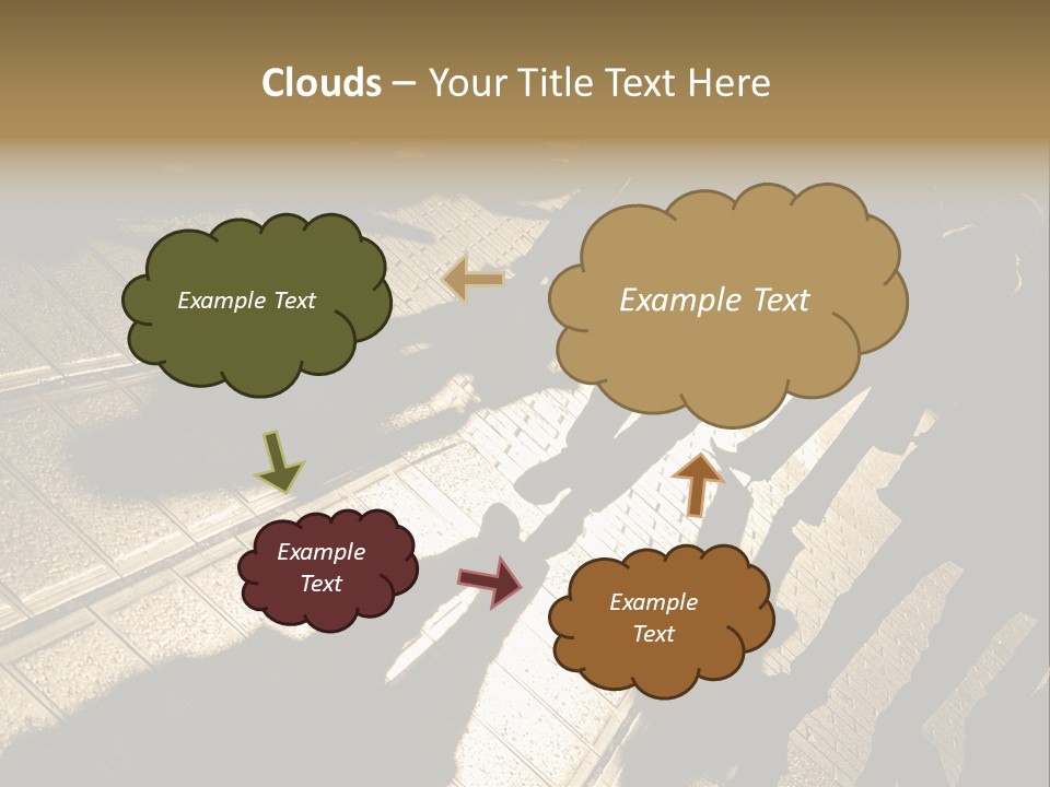 Shadows Of People Walking In A Street Of The City. The Afternoon Sun Gives A Warm And Dramatic Light. PowerPoint Template