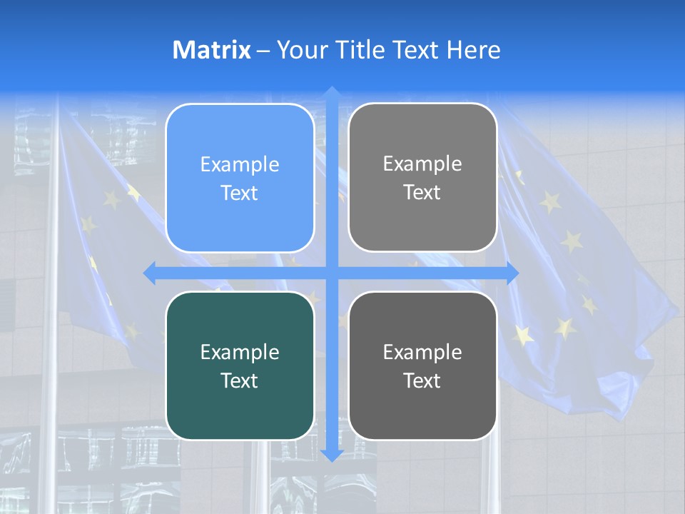 European Flags Floating In Front Of The European Council Building In Brussels PowerPoint Template