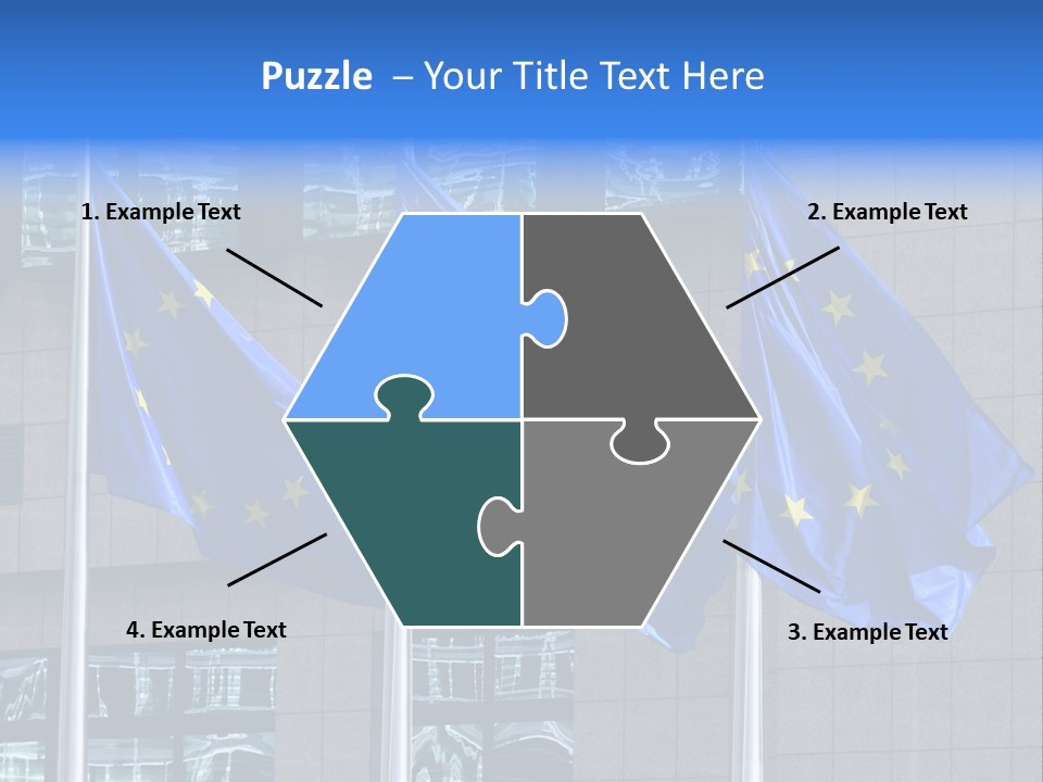 European Flags Floating In Front Of The European Council Building In Brussels PowerPoint Template