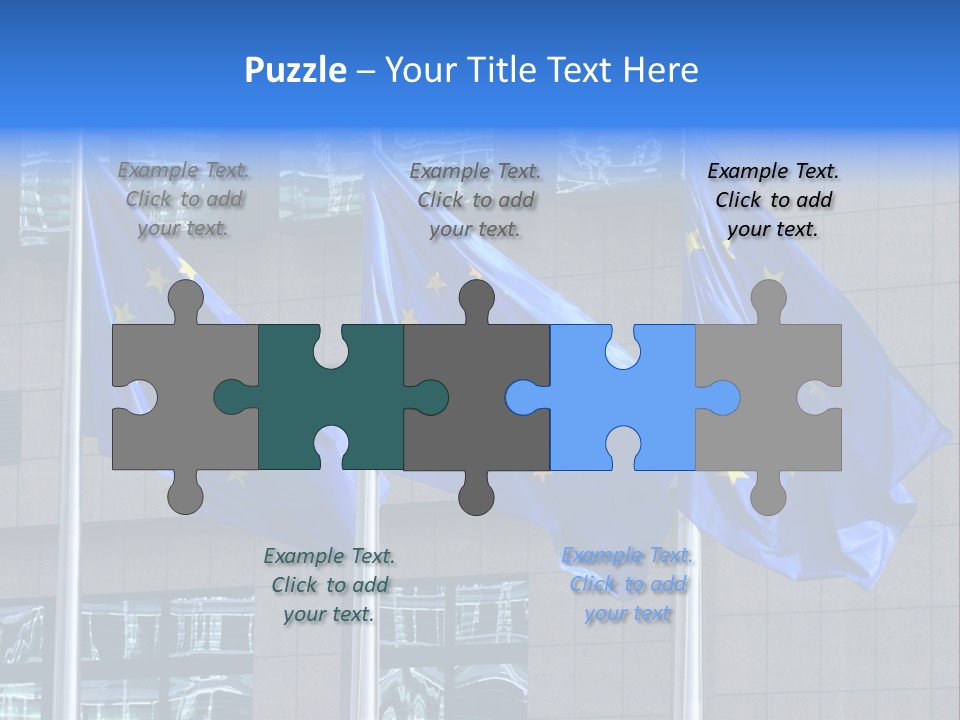 European Flags Floating In Front Of The European Council Building In Brussels PowerPoint Template