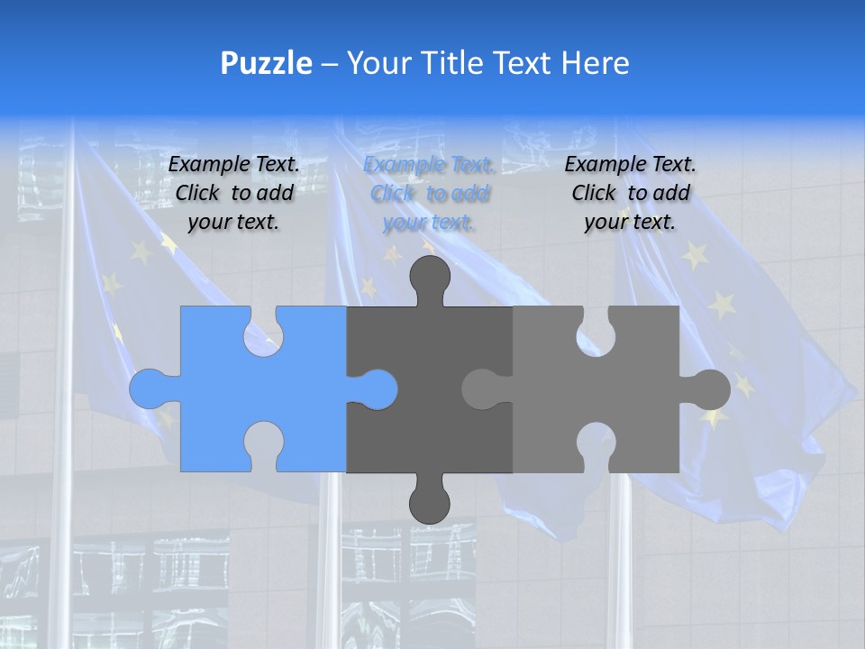 European Flags Floating In Front Of The European Council Building In Brussels PowerPoint Template