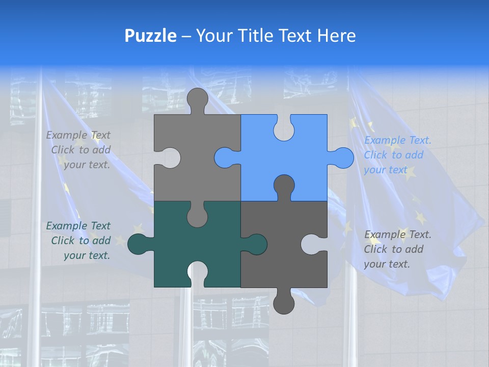 European Flags Floating In Front Of The European Council Building In Brussels PowerPoint Template