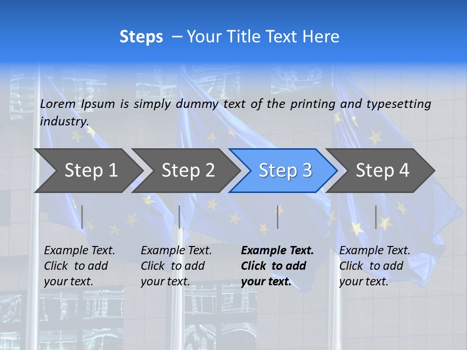 European Flags Floating In Front Of The European Council Building In Brussels PowerPoint Template