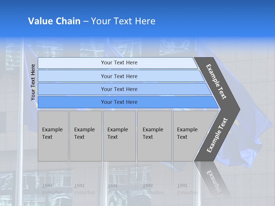 European Flags Floating In Front Of The European Council Building In Brussels PowerPoint Template