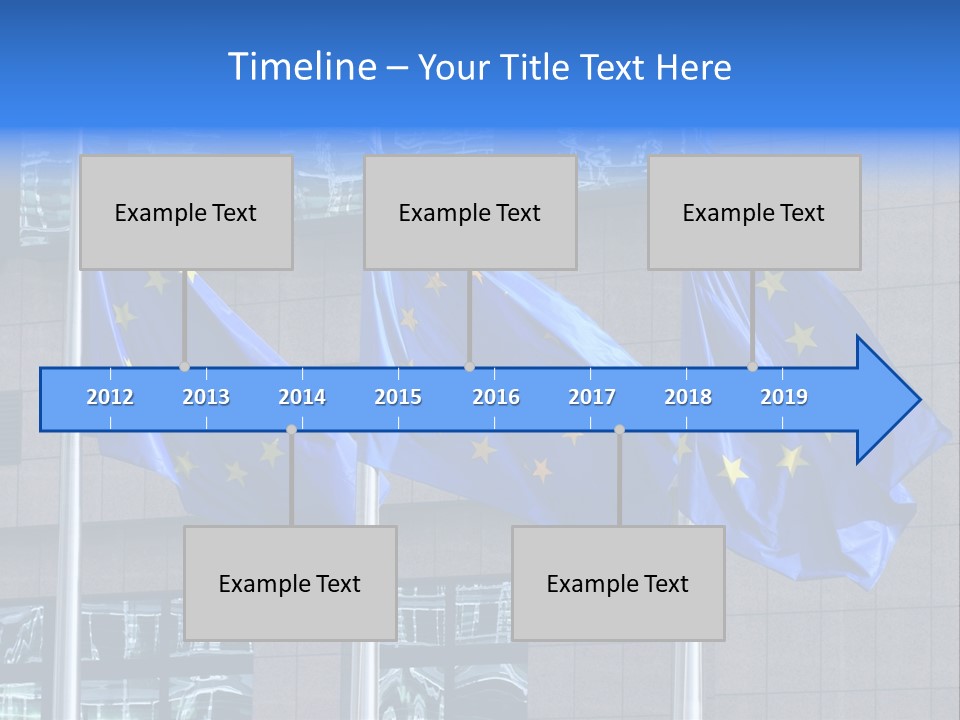European Flags Floating In Front Of The European Council Building In Brussels PowerPoint Template