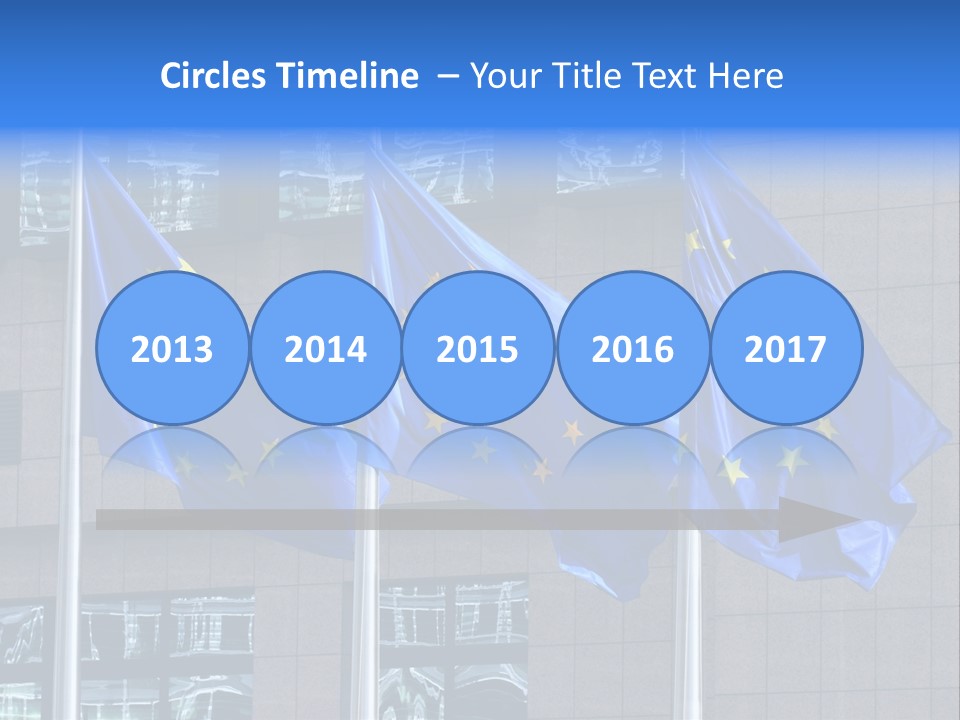 European Flags Floating In Front Of The European Council Building In Brussels PowerPoint Template