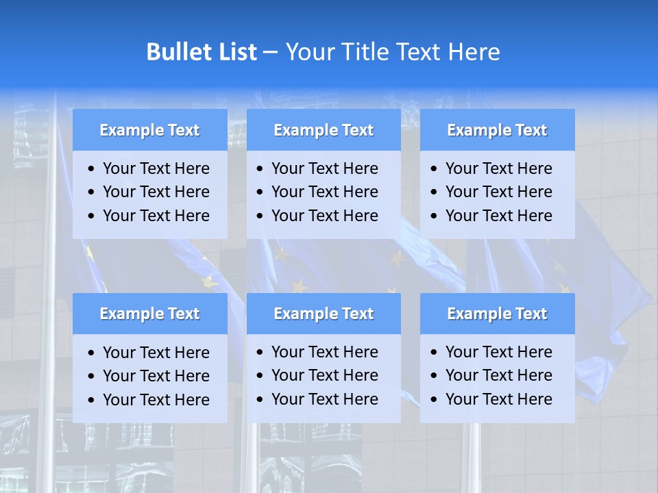 European Flags Floating In Front Of The European Council Building In Brussels PowerPoint Template