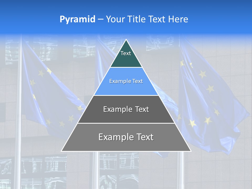 European Flags Floating In Front Of The European Council Building In Brussels PowerPoint Template