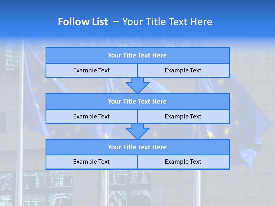 European Flags Floating In Front Of The European Council Building In Brussels PowerPoint Template