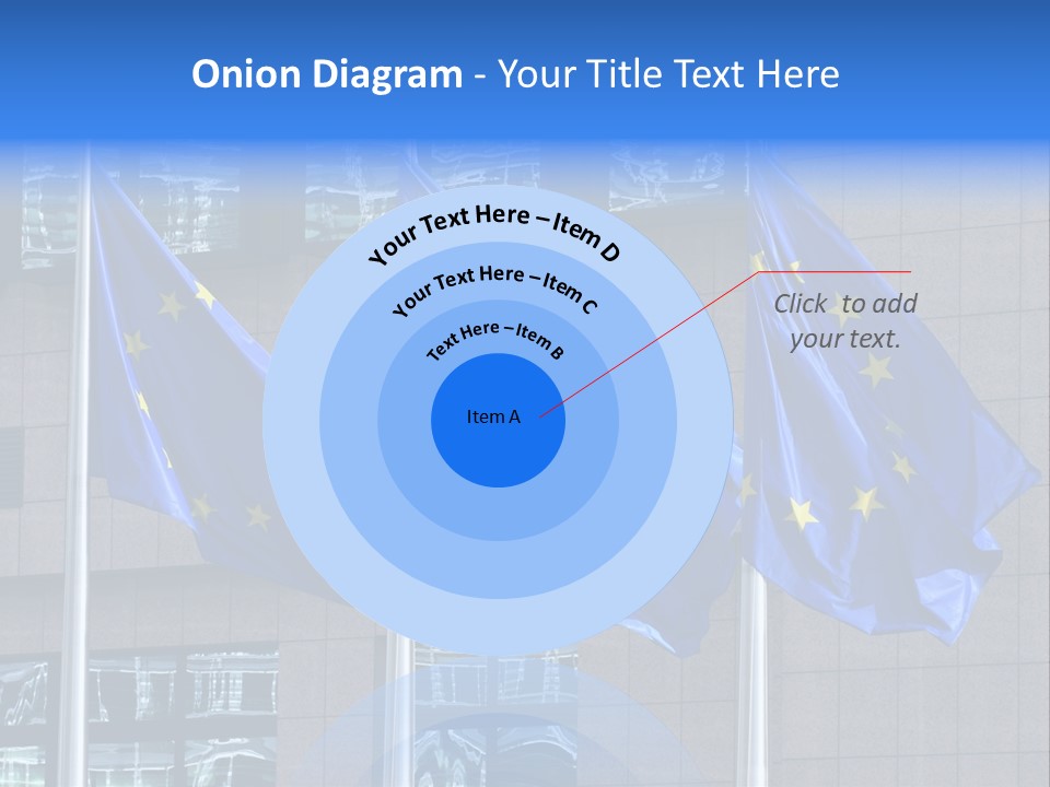 European Flags Floating In Front Of The European Council Building In Brussels PowerPoint Template