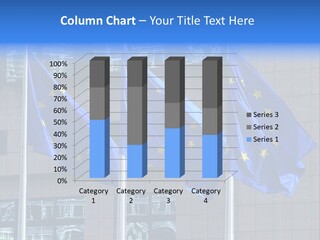 European Flags Floating In Front Of The European Council Building In Brussels PowerPoint Template