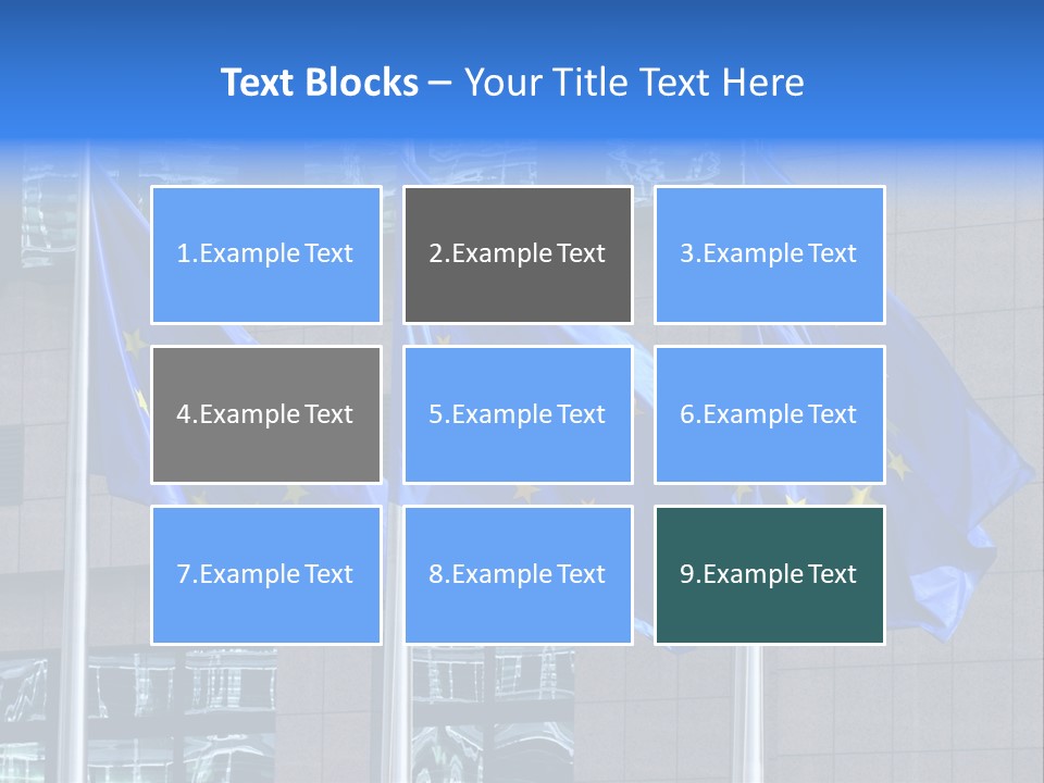 European Flags Floating In Front Of The European Council Building In Brussels PowerPoint Template