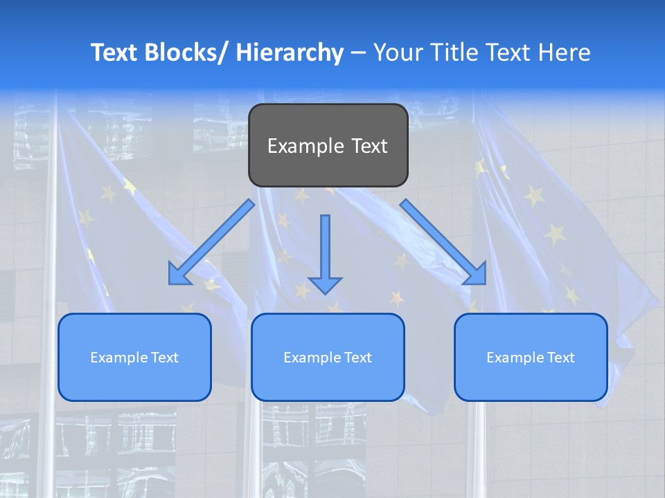 European Flags Floating In Front Of The European Council Building In Brussels PowerPoint Template