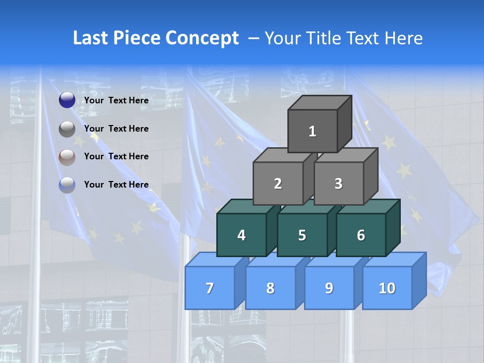 European Flags Floating In Front Of The European Council Building In Brussels PowerPoint Template