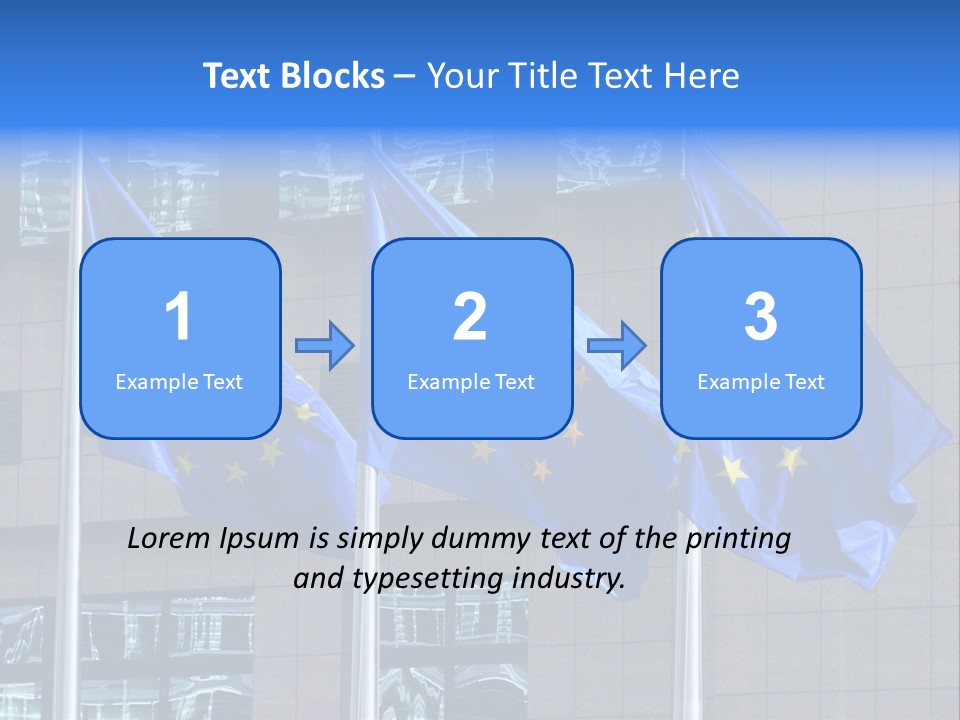 European Flags Floating In Front Of The European Council Building In Brussels PowerPoint Template