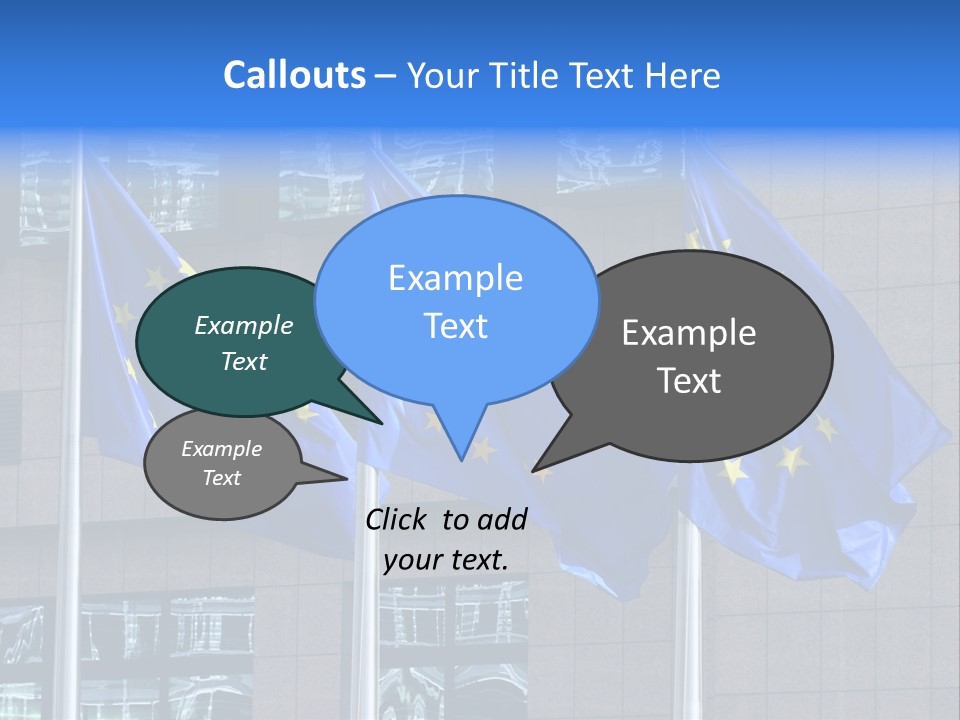 European Flags Floating In Front Of The European Council Building In Brussels PowerPoint Template