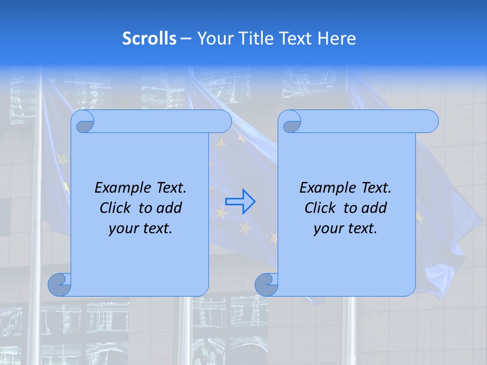 European Flags Floating In Front Of The European Council Building In Brussels PowerPoint Template