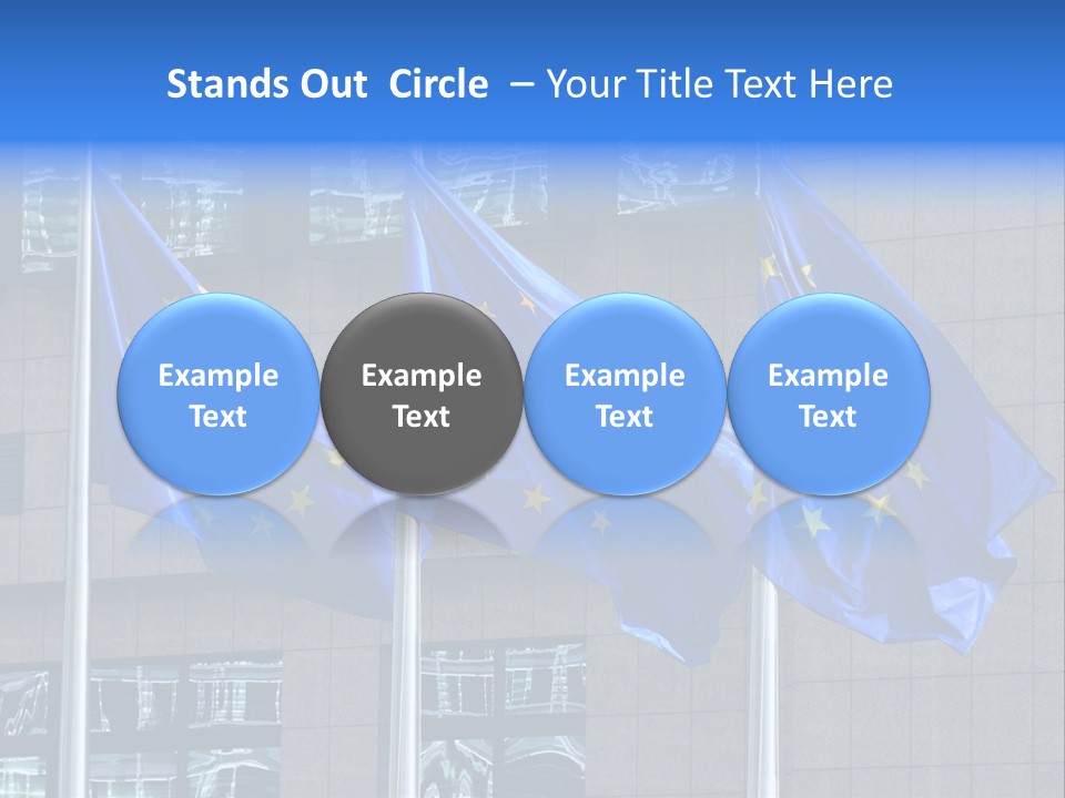 European Flags Floating In Front Of The European Council Building In Brussels PowerPoint Template