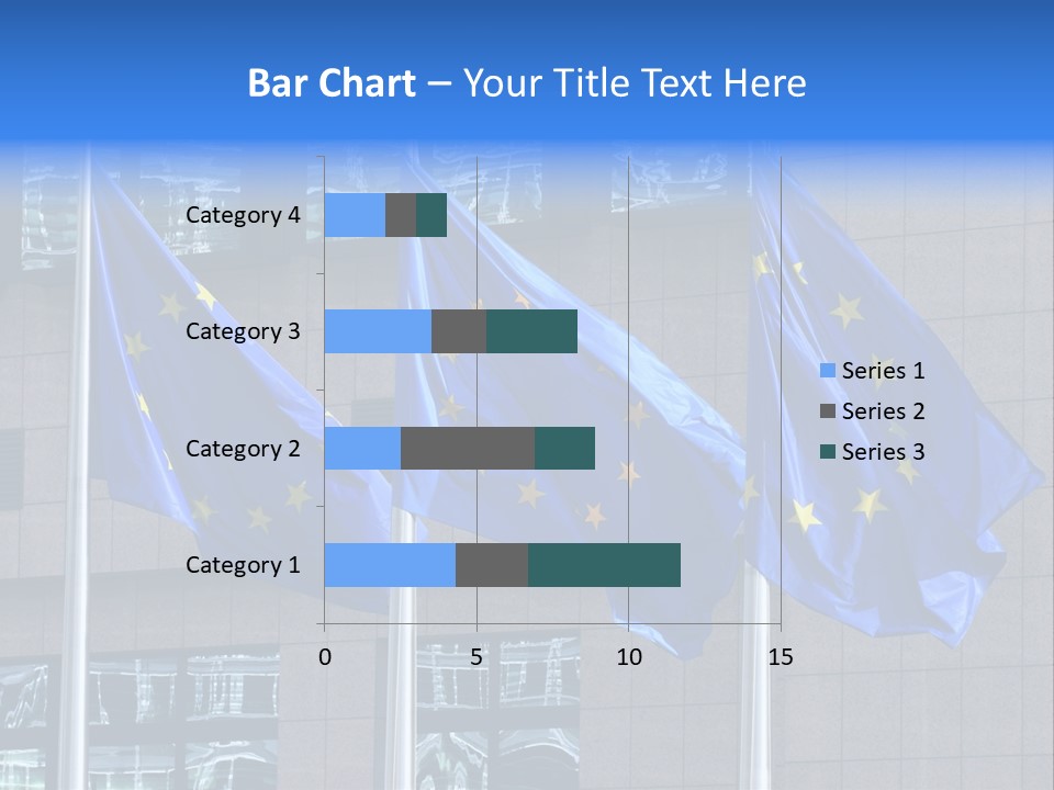 European Flags Floating In Front Of The European Council Building In Brussels PowerPoint Template