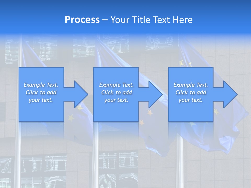 European Flags Floating In Front Of The European Council Building In Brussels PowerPoint Template