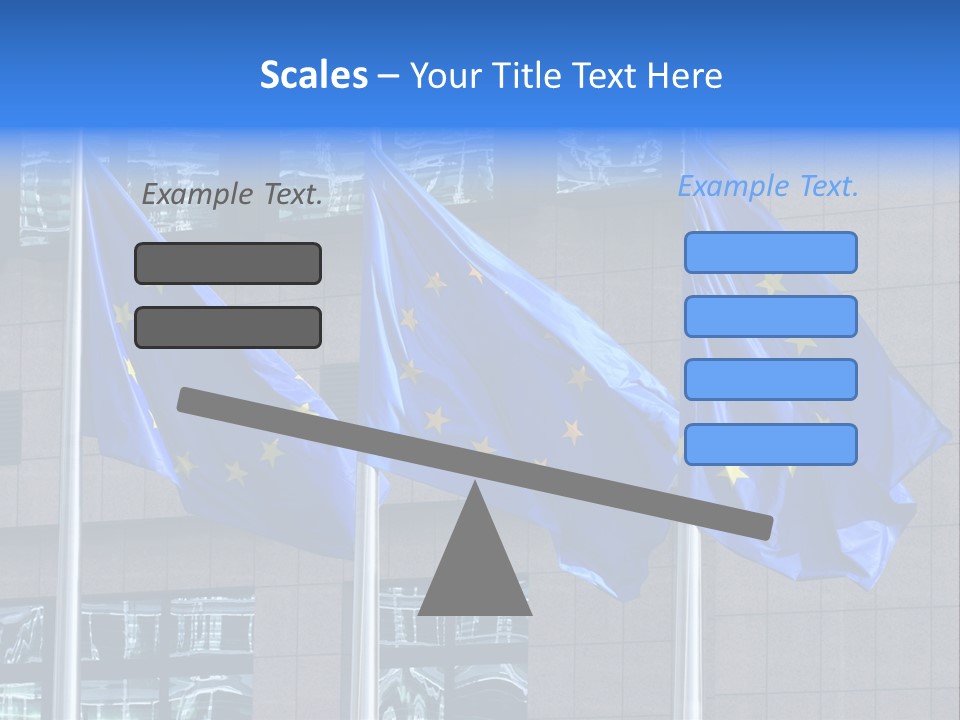 European Flags Floating In Front Of The European Council Building In Brussels PowerPoint Template
