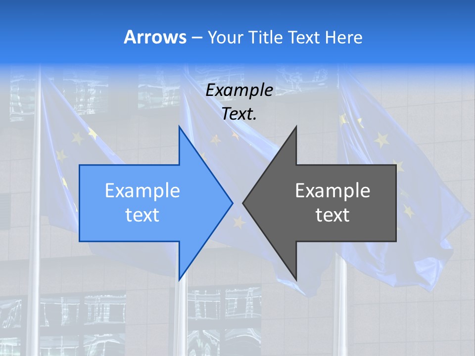 European Flags Floating In Front Of The European Council Building In Brussels PowerPoint Template