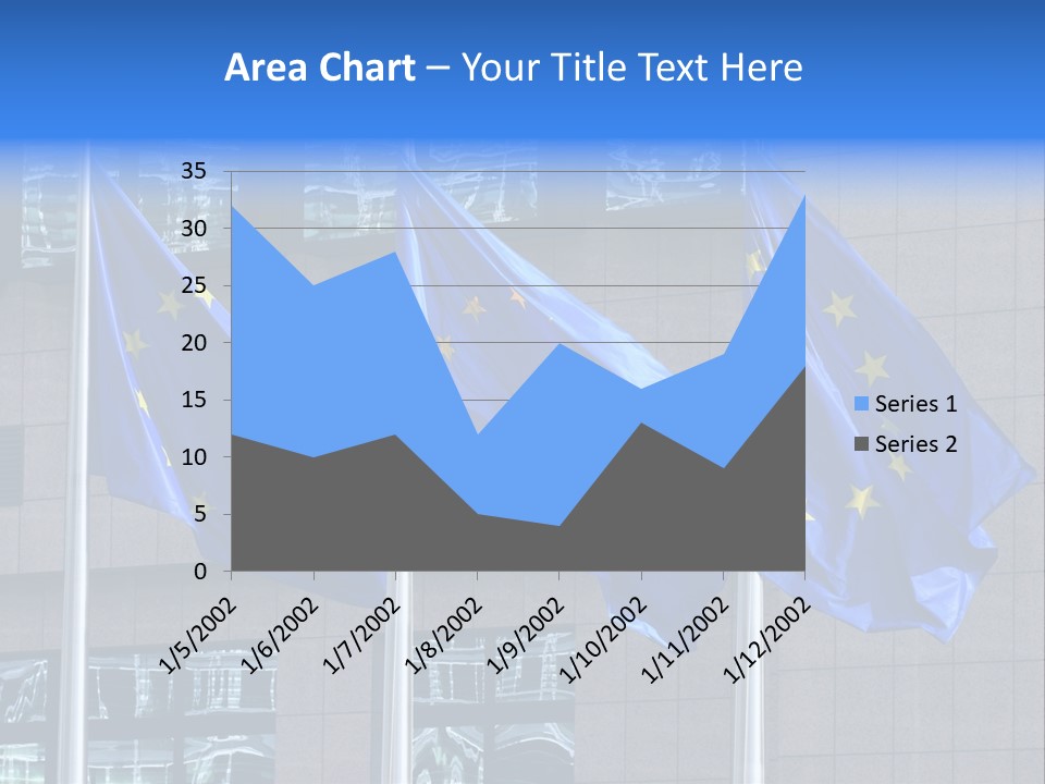 European Flags Floating In Front Of The European Council Building In Brussels PowerPoint Template