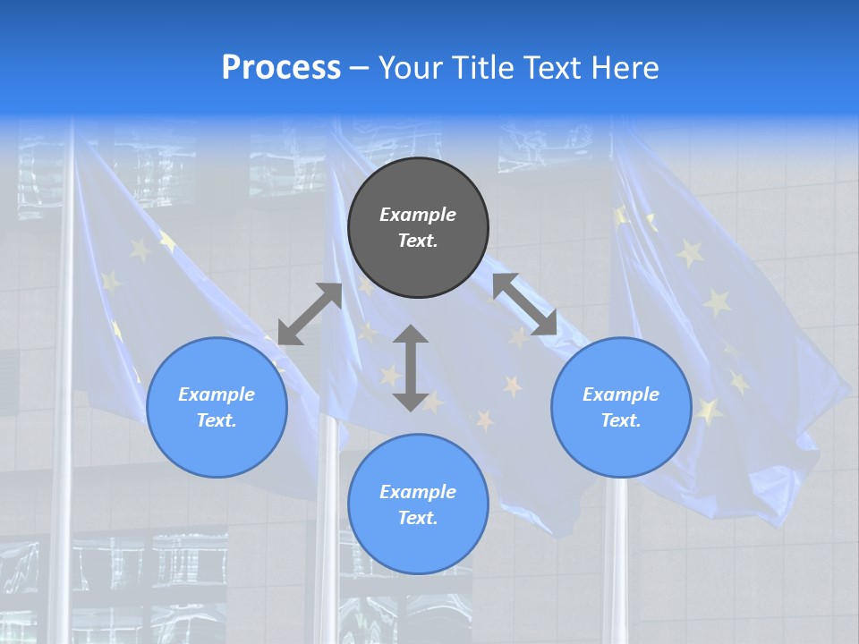 European Flags Floating In Front Of The European Council Building In Brussels PowerPoint Template