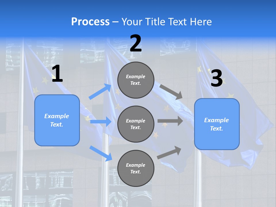 European Flags Floating In Front Of The European Council Building In Brussels PowerPoint Template