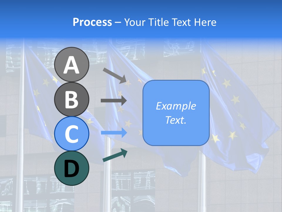 European Flags Floating In Front Of The European Council Building In Brussels PowerPoint Template