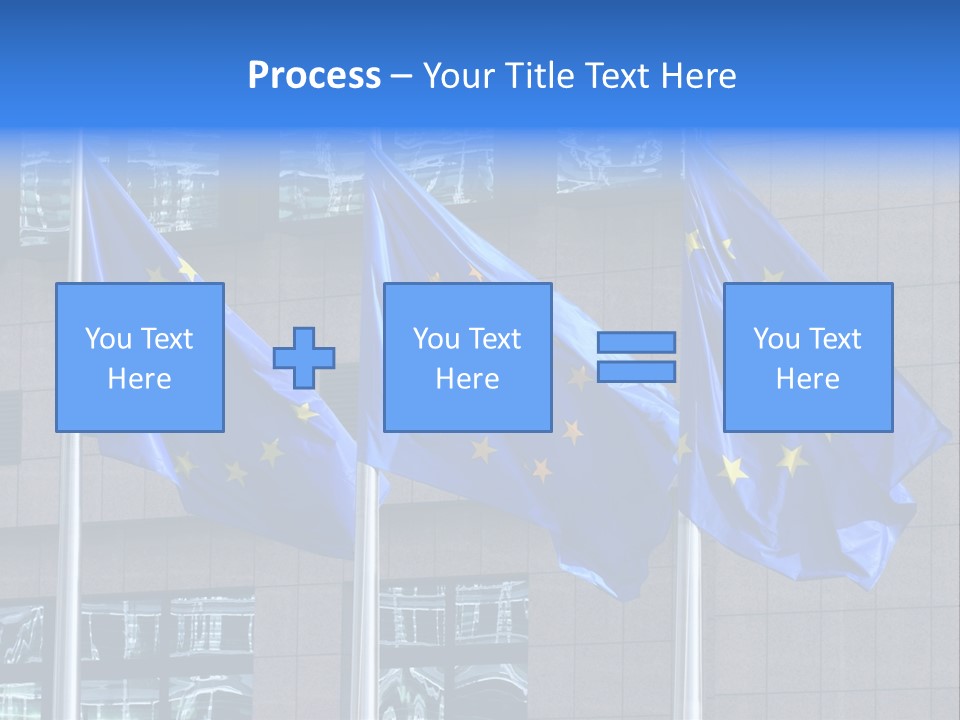 European Flags Floating In Front Of The European Council Building In Brussels PowerPoint Template
