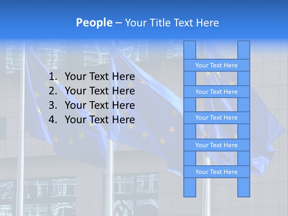 European Flags Floating In Front Of The European Council Building In Brussels PowerPoint Template