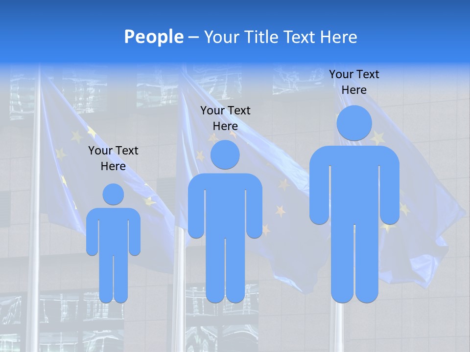 European Flags Floating In Front Of The European Council Building In Brussels PowerPoint Template