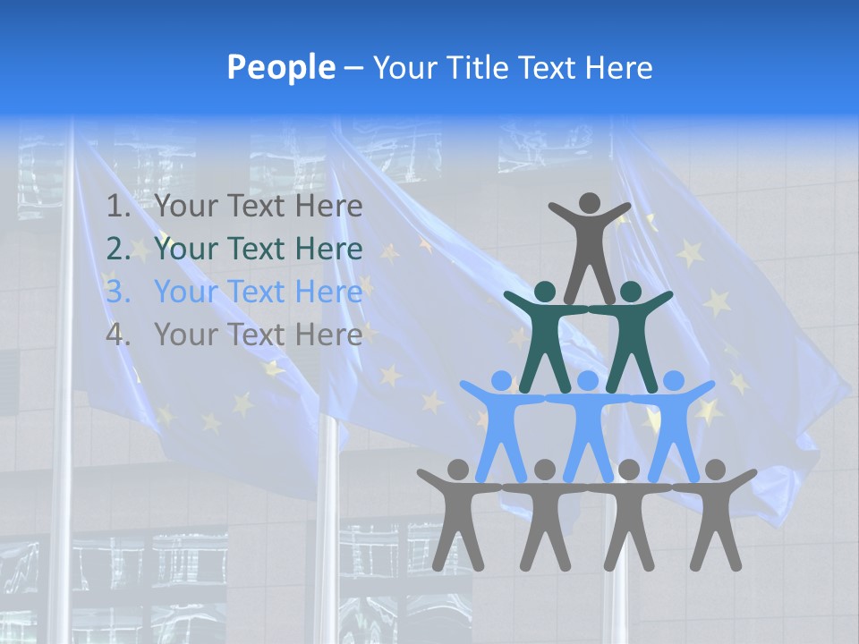 European Flags Floating In Front Of The European Council Building In Brussels PowerPoint Template