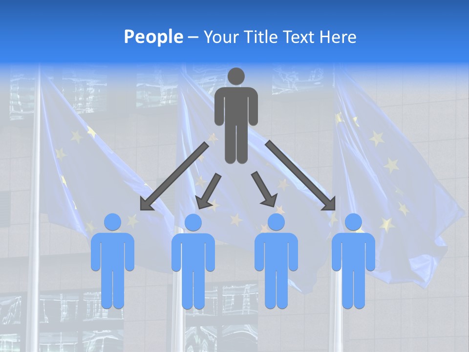 European Flags Floating In Front Of The European Council Building In Brussels PowerPoint Template