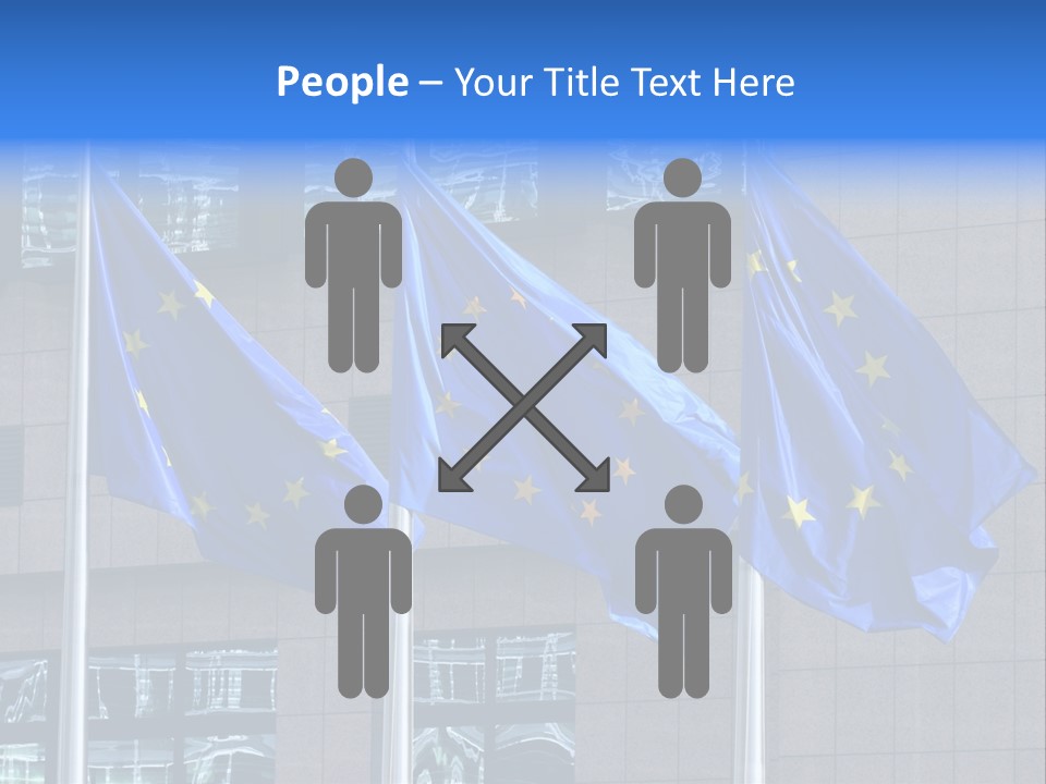 European Flags Floating In Front Of The European Council Building In Brussels PowerPoint Template