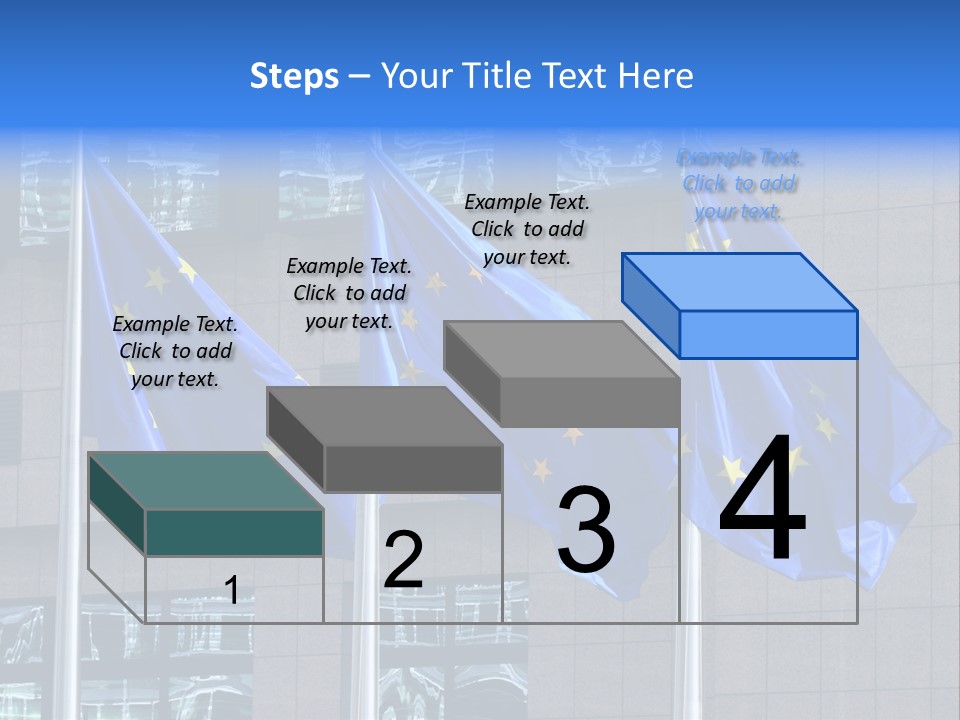European Flags Floating In Front Of The European Council Building In Brussels PowerPoint Template