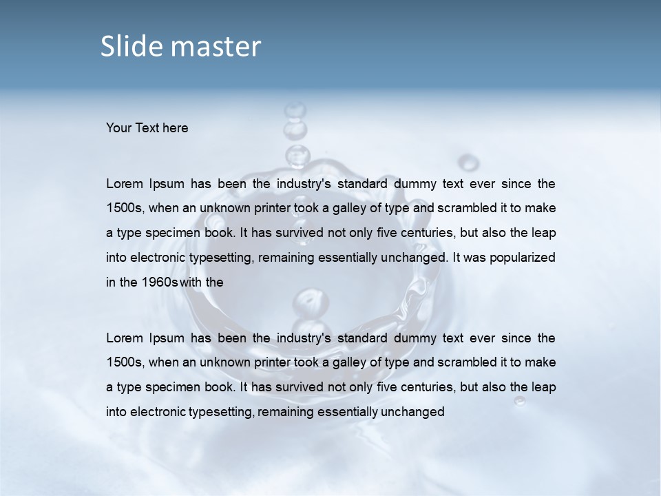 Water Droplets Blue PowerPoint Template