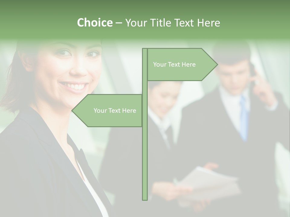 Face Of Pretty Professional With Charming Smile On The Background Of Colleagues PowerPoint Template