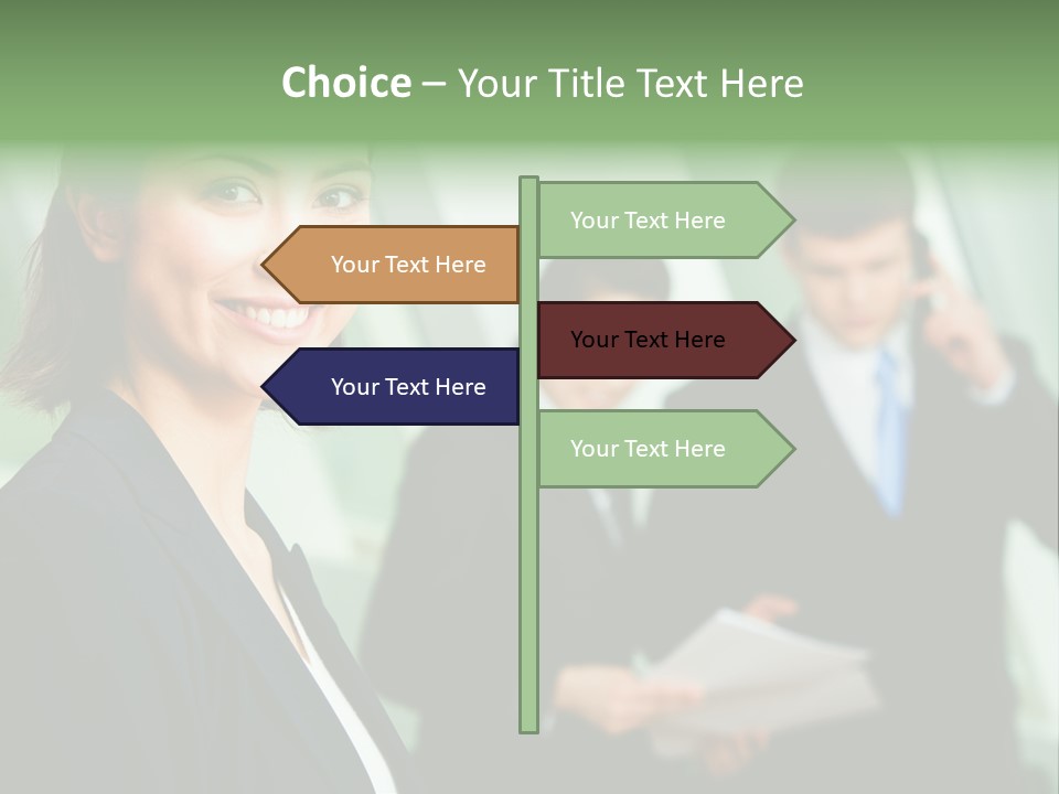 Face Of Pretty Professional With Charming Smile On The Background Of Colleagues PowerPoint Template