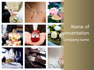 Collage Of Nine Wedding Photos PowerPoint Template