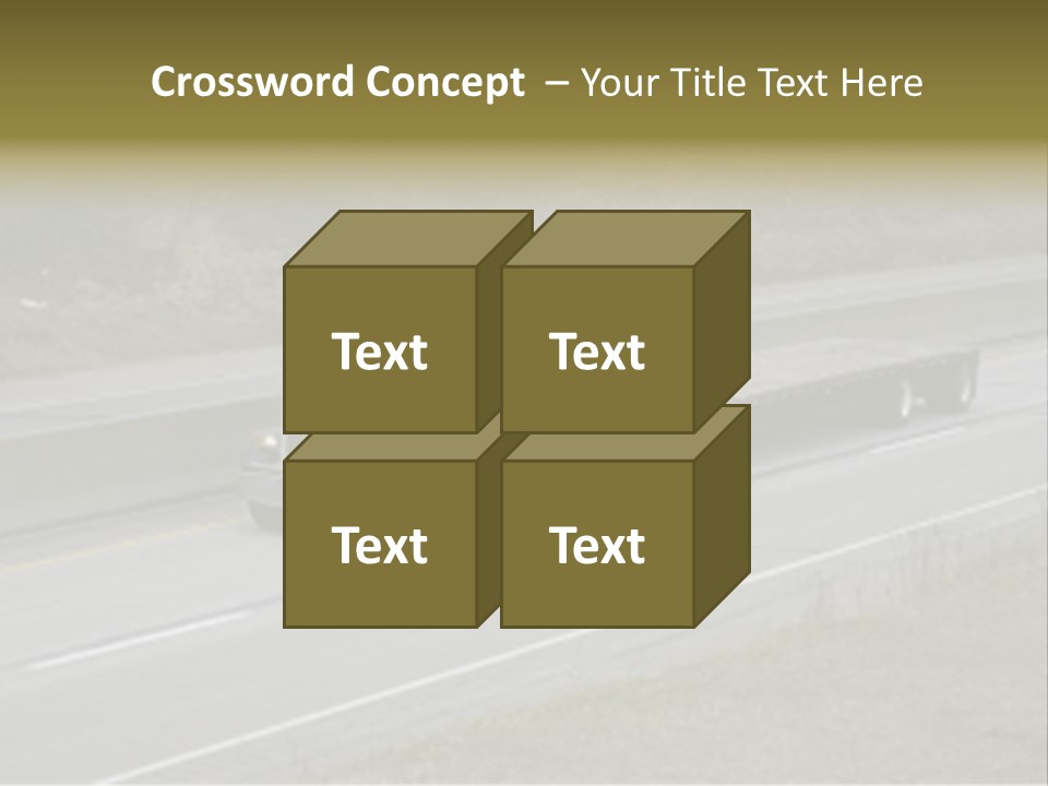 Flat Bed Semi Tractor Trailer Truck On The Highway PowerPoint Template