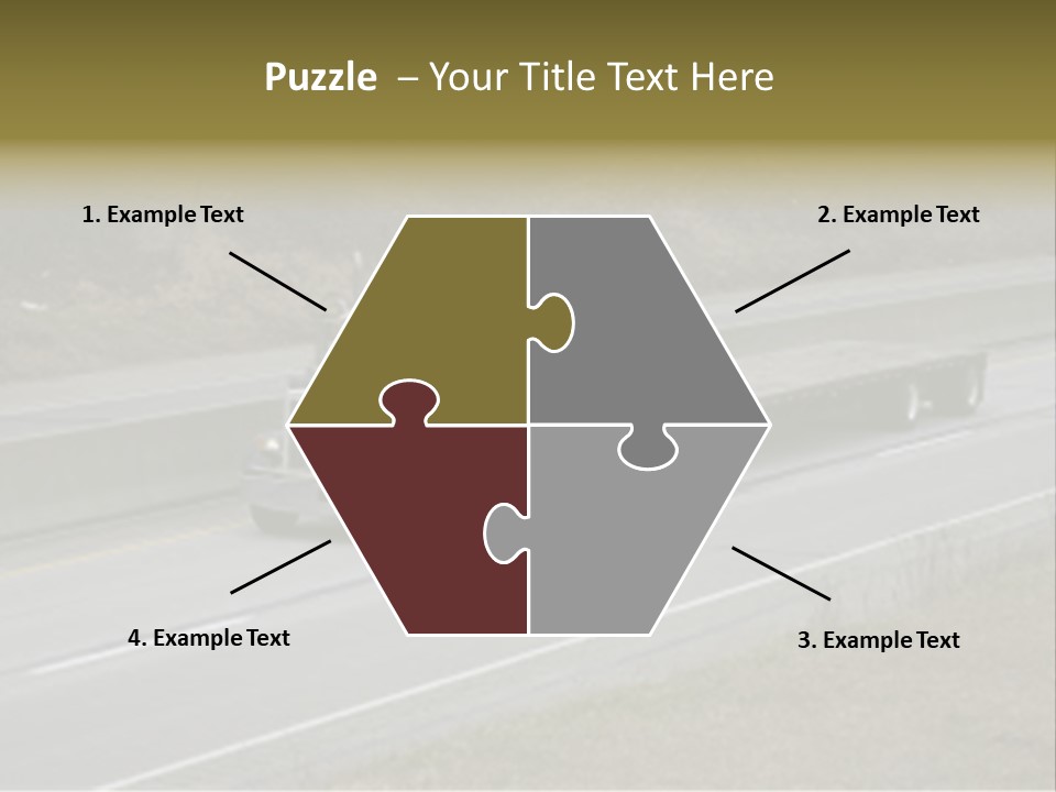 Flat Bed Semi Tractor Trailer Truck On The Highway PowerPoint Template