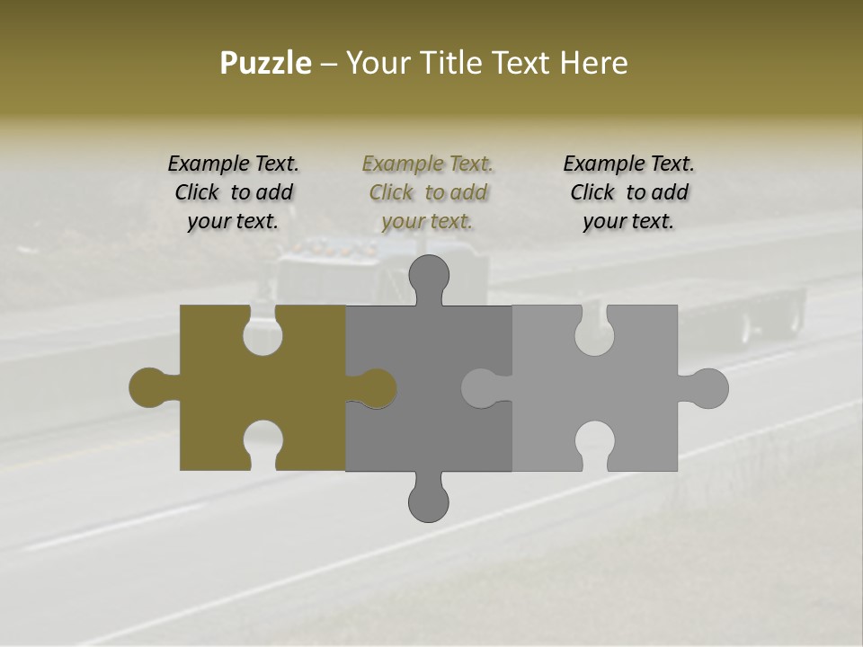 Flat Bed Semi Tractor Trailer Truck On The Highway PowerPoint Template