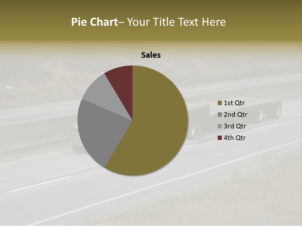 Flat Bed Semi Tractor Trailer Truck On The Highway PowerPoint Template